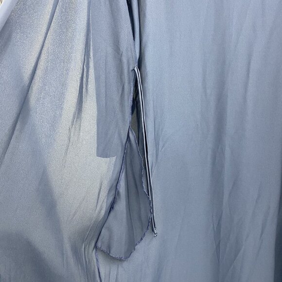 Vintage Calvin Klein OS Full Length Robe Navy Glossy Satin 90s Y2K Missing Belt - Picture 7 of 7